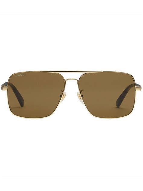 gucci mens sunglasses m1206 8|Navigator frame sunglasses in gold.